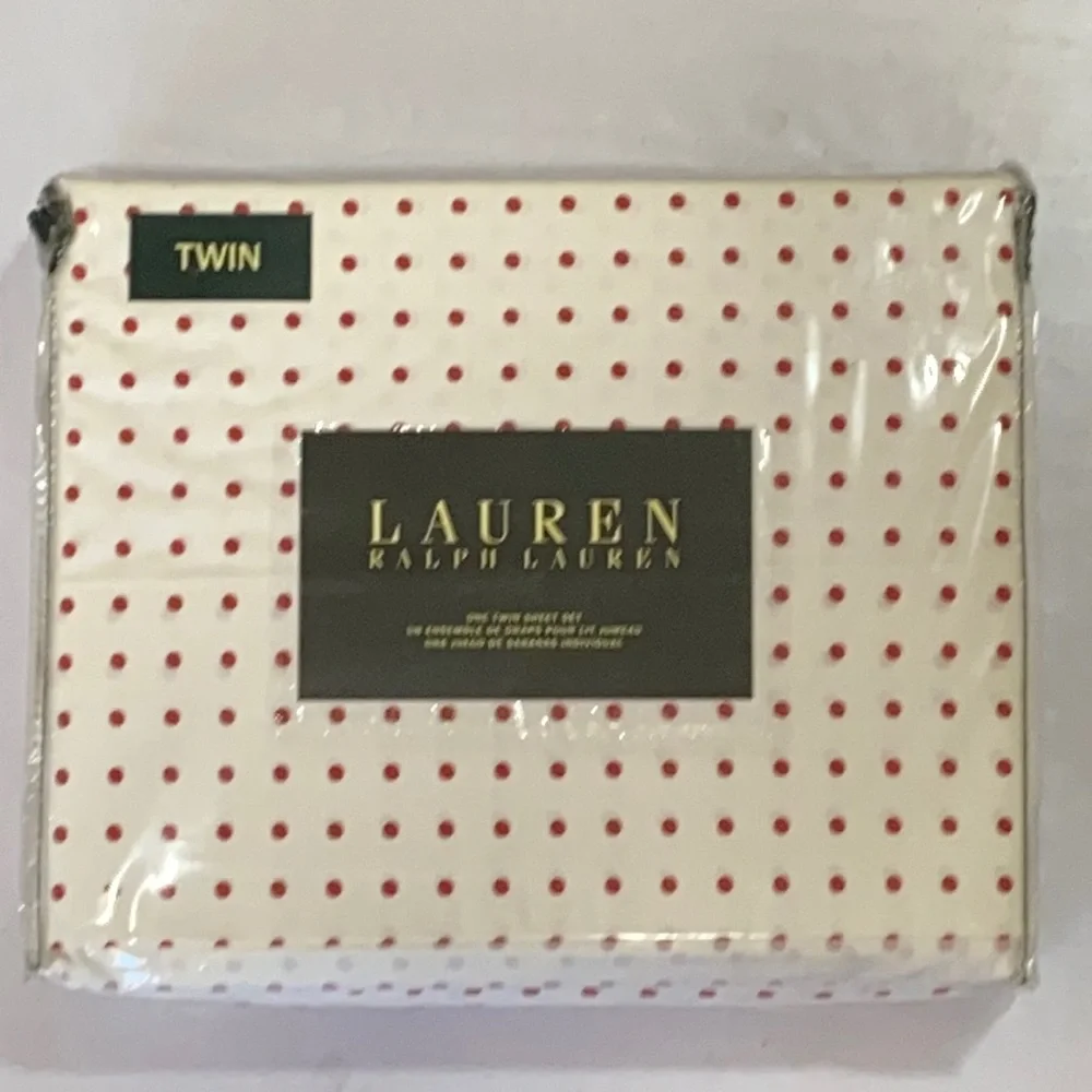 Lauren Ralph Lauren one twin sheet set red polka dot bed sheets